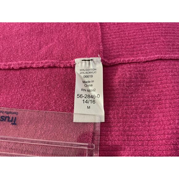 Woman Within Sweater Womens 14/16 Pink Open Front Cardigan Ribbed Pockets - Picture 7 of 10